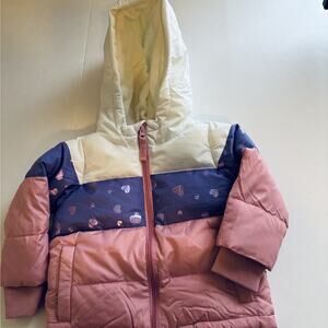 Okie Dokie Long Sleeve Full Zip Hooded Puffer Jacket Multi Color Baby Size 18 mo